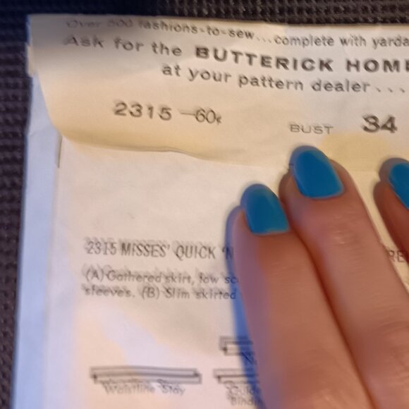 Vintage Butterick Cut 2315 1960s Sewing Pattern Dress Size 14 Bust 34 Two styles - Picture 5 of 6